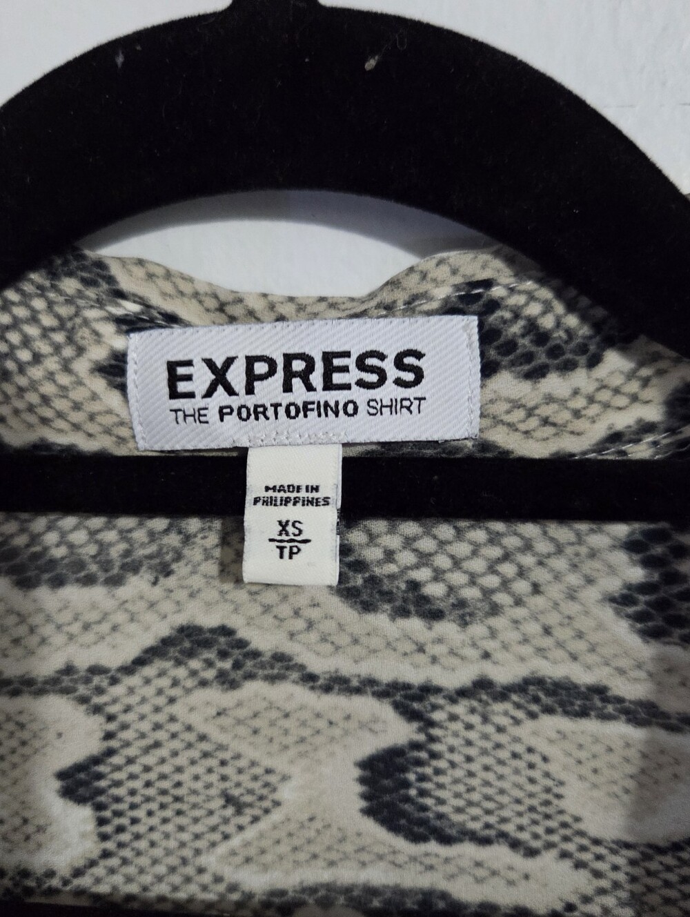 Express Snake-Print Button Down Blouse - Picture 3 of 4